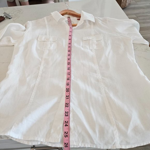 Tommy Bahama Relax White Linen Button Down Long Sleeve Shirt, Size Medium - Picture 9 of 9